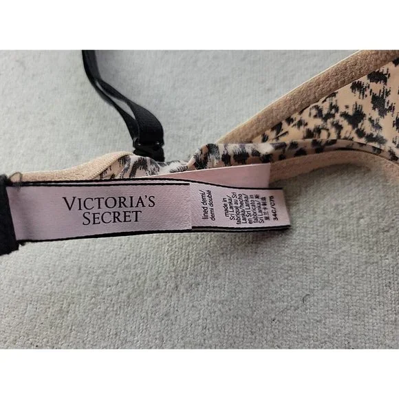 Victoria's Secret Lined Demi Bra 34C Smooth Underwired Leopard Print - Picture 9 of 10